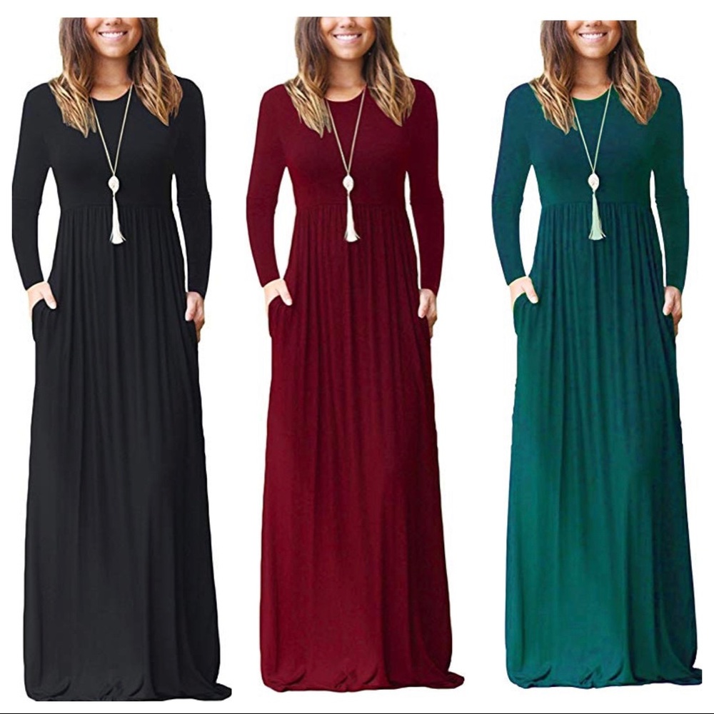 Long Sleeved Maxi Dress with Pockets